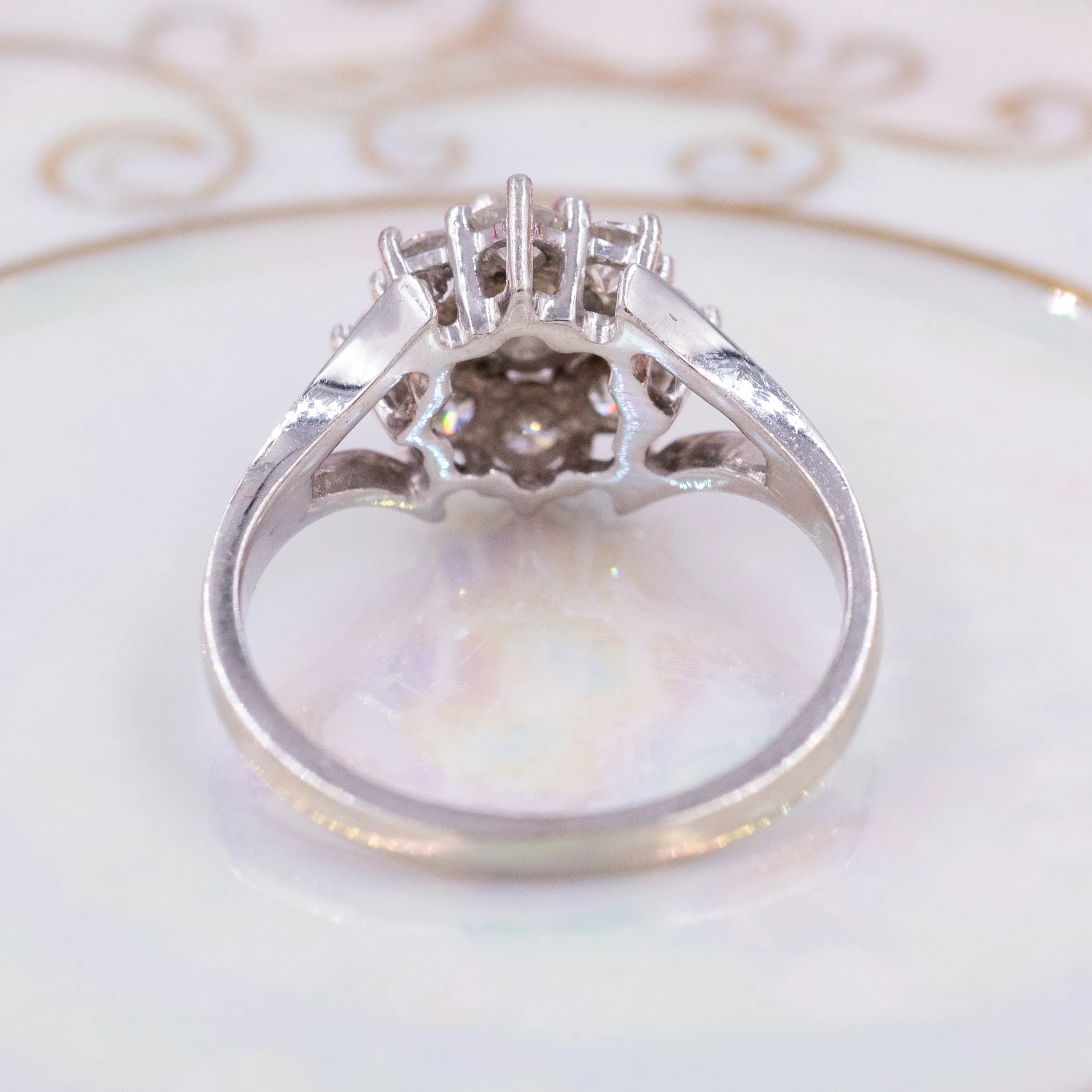 1 Carat Cluster Diamond Ring C. 1950s