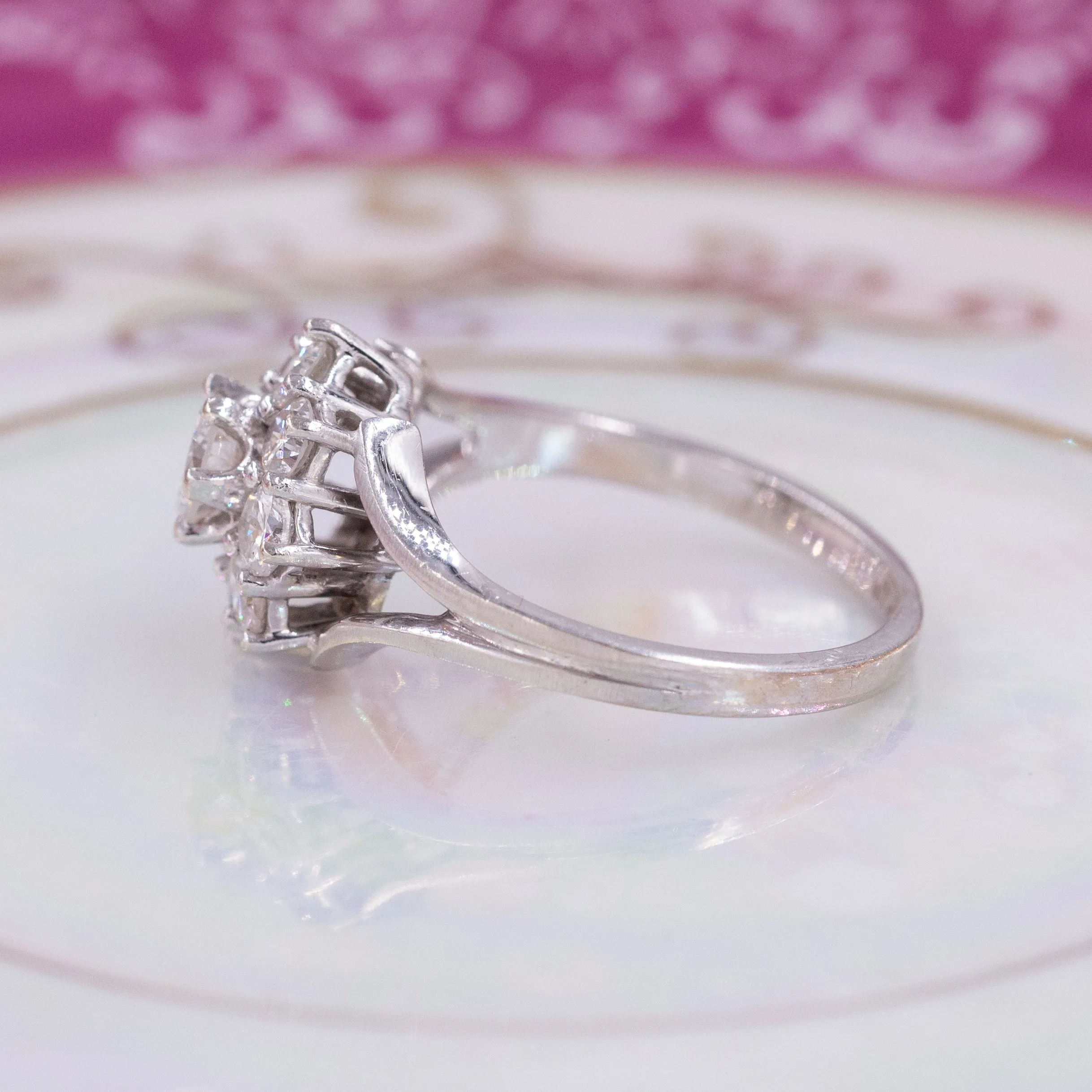 1 Carat Cluster Diamond Ring C. 1950s
