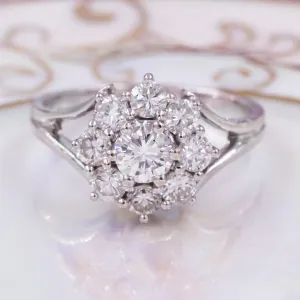 1 Carat Cluster Diamond Ring C. 1950s