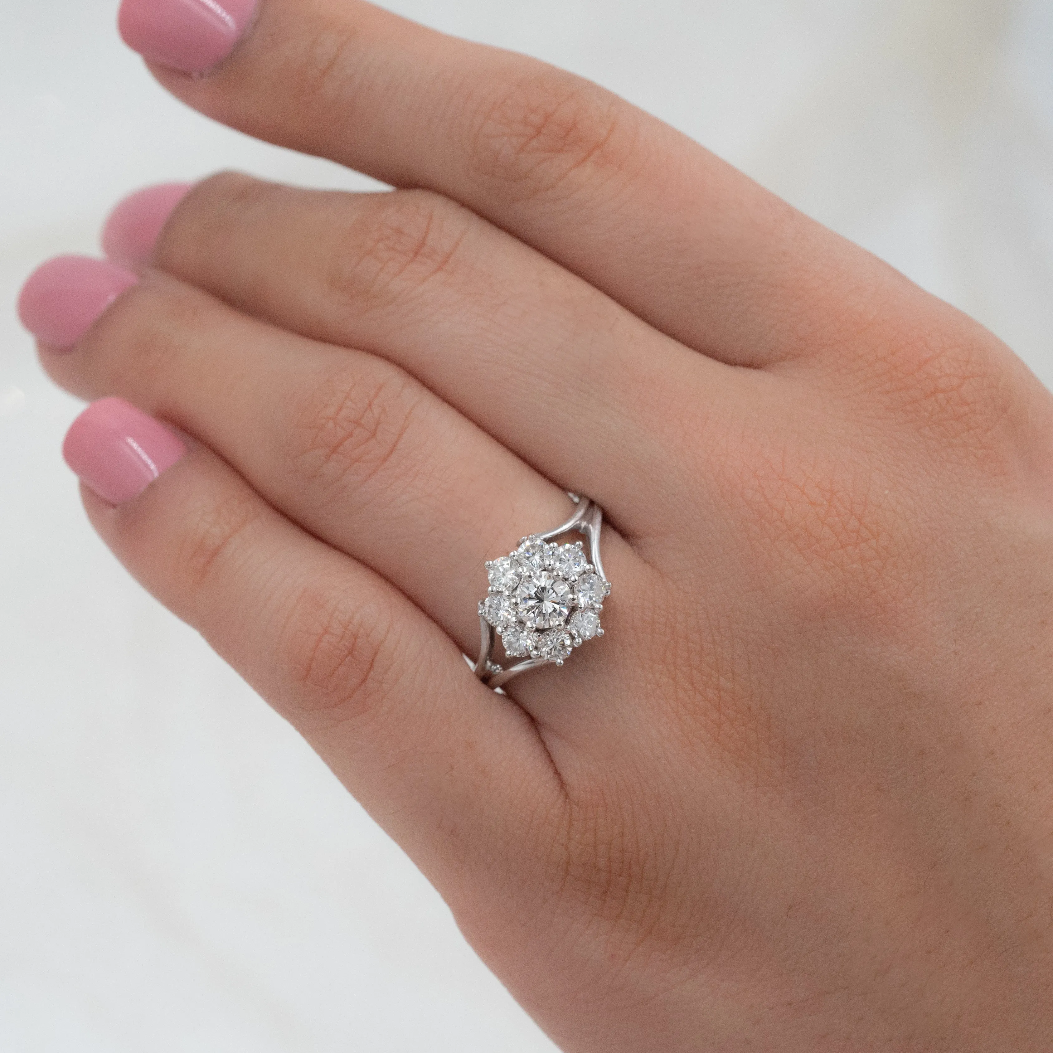 1 Carat Cluster Diamond Ring C. 1950s