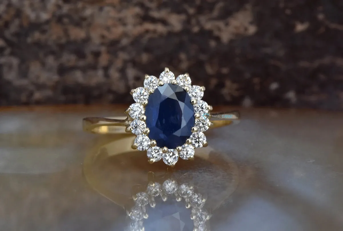 1 carat Sapphire engagement ring vintage style