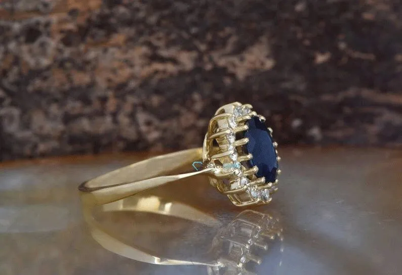 1 carat Sapphire engagement ring vintage style