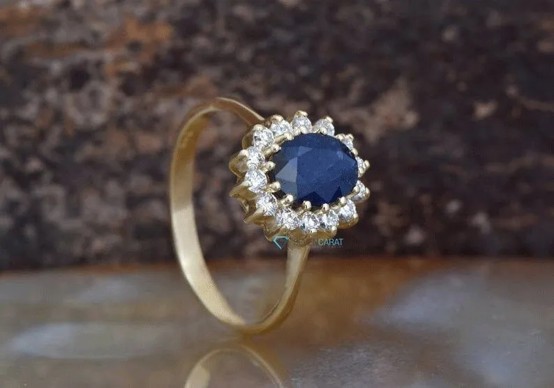 1 carat Sapphire engagement ring vintage style