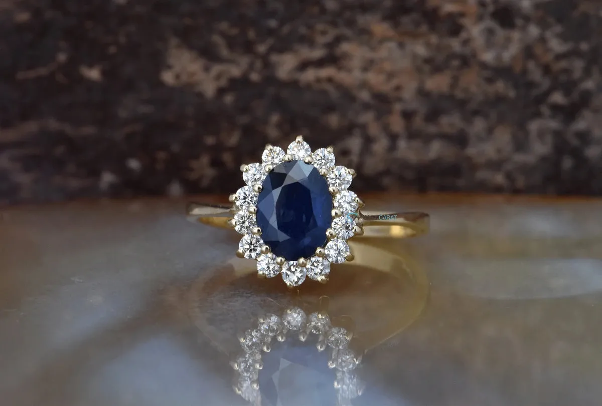 1 carat Sapphire engagement ring vintage style