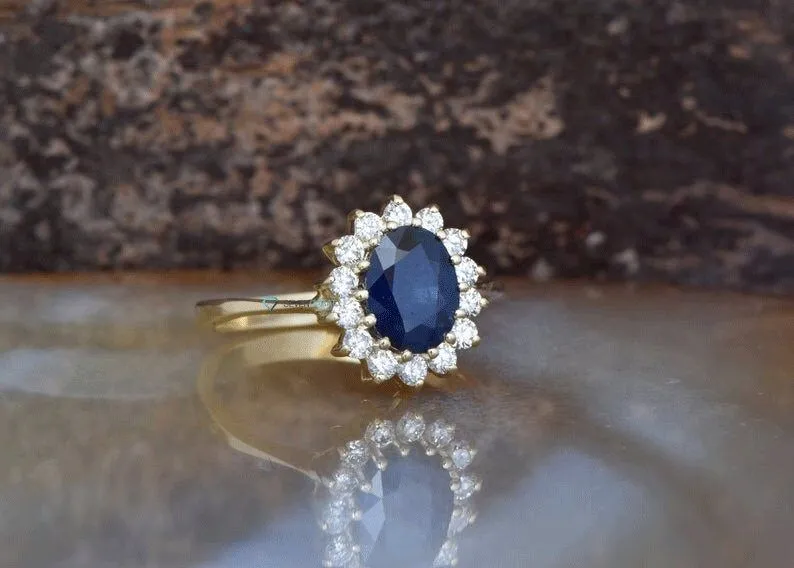 1 carat Sapphire engagement ring vintage style