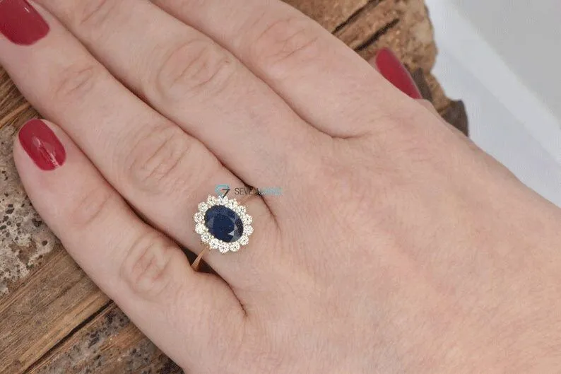 1 carat Sapphire engagement ring vintage style