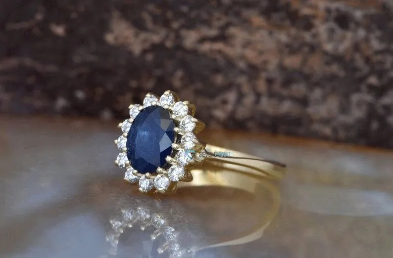 1 carat Sapphire engagement ring vintage style
