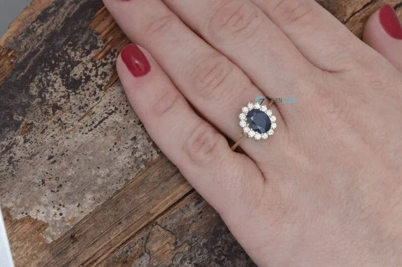 1 carat Sapphire engagement ring vintage style