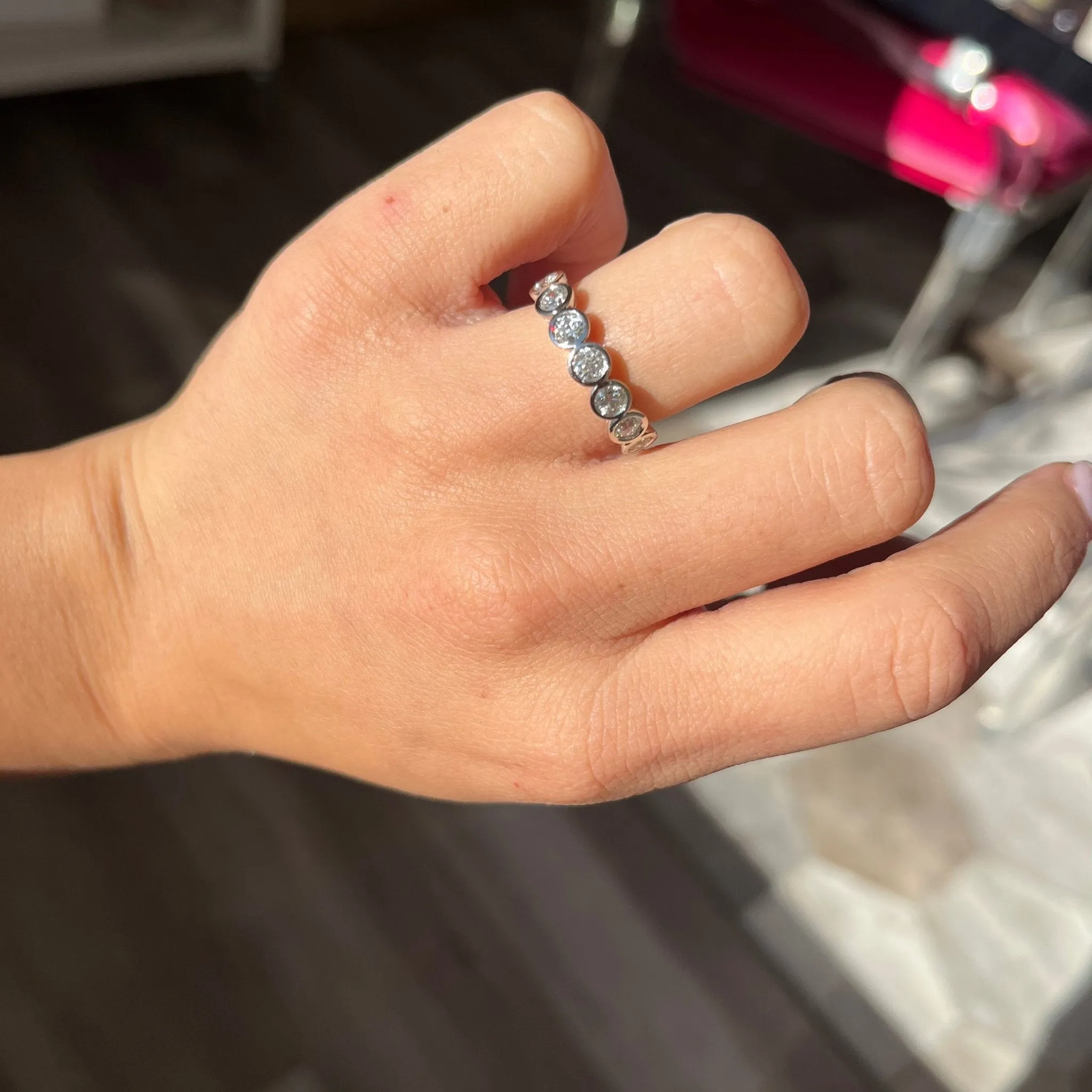 1.01ctw Old European Cut Diamond Bezel Half-Hoop Band