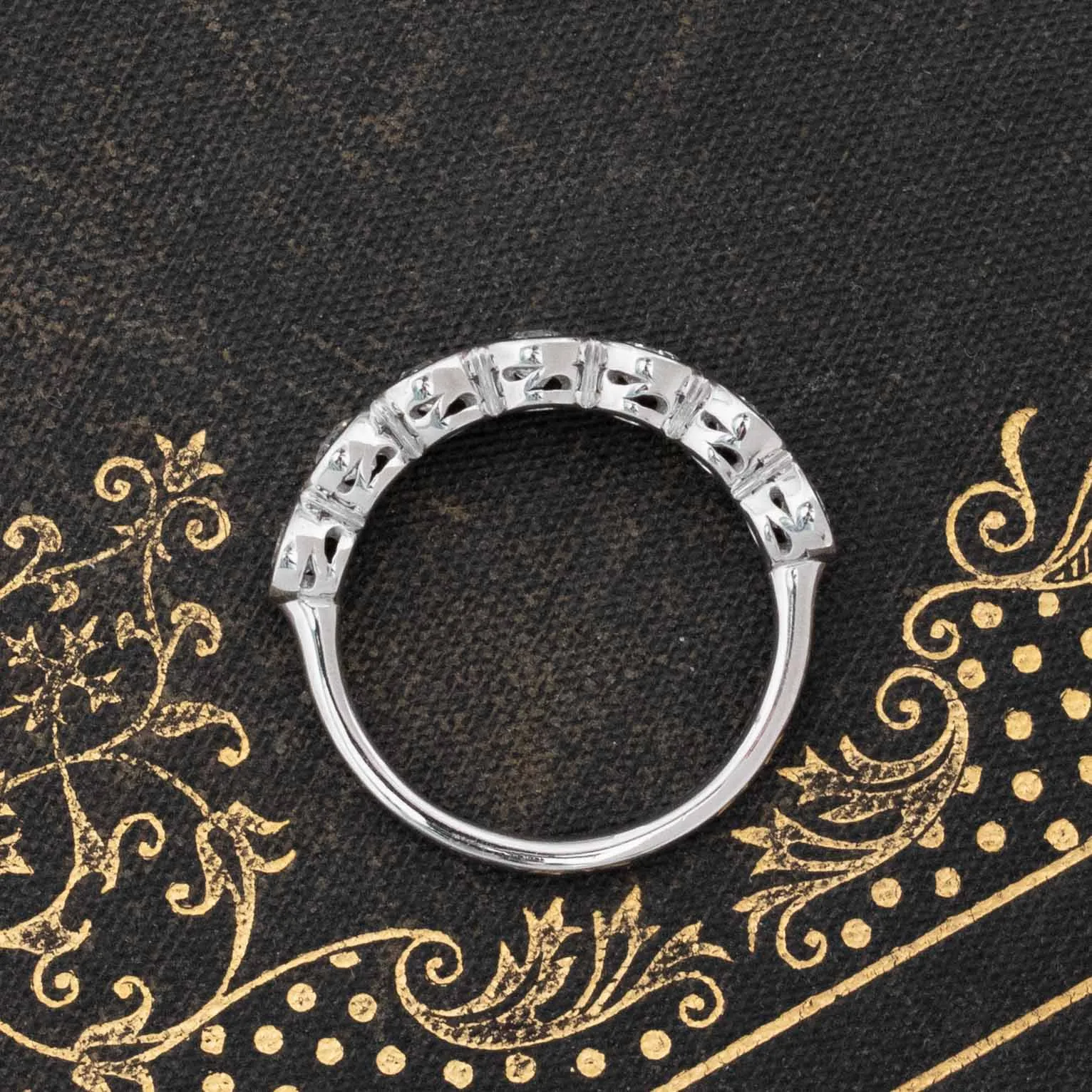 1.01ctw Old European Cut Diamond Bezel Half-Hoop Band