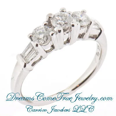 1.03 CTW 3 Diamond Past Present Future 14K Gold Ring