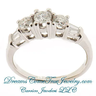 1.03 CTW 3 Diamond Past Present Future 14K Gold Ring