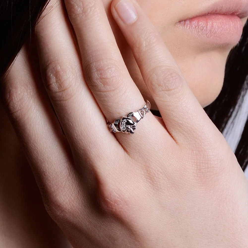 10K Gold Ladies Diamond Claddagh Ring PURCLAD1-10W size 9