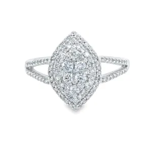 10K White Gold 0.50TDW Diamond Modern Marquise Style Right Hand Ring