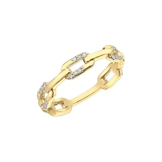 10K Yellow Gold (0.15ct) Diamond Paperclip Band