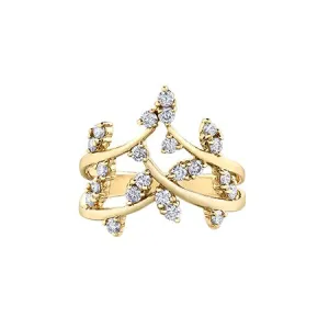 10K Yellow Gold (0.50ct) Diamond Leaf Design Ring