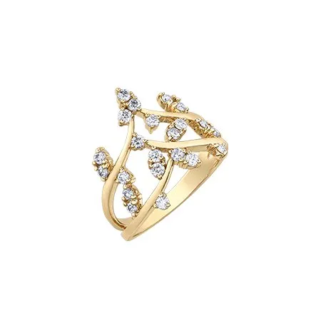 10K Yellow Gold (0.50ct) Diamond Leaf Design Ring