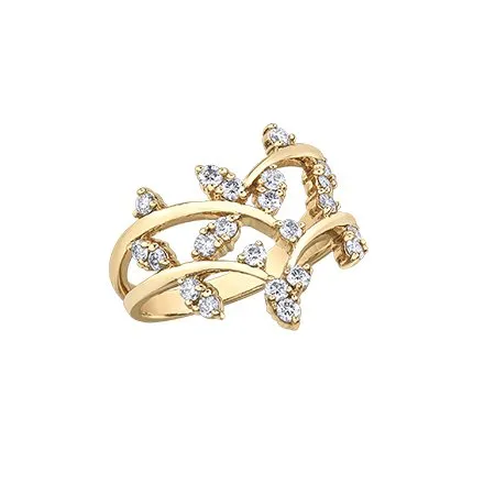 10K Yellow Gold (0.50ct) Diamond Leaf Design Ring