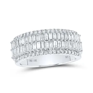 10kt White Gold Mens Baguette Diamond Band Ring 1-1/3 Cttw