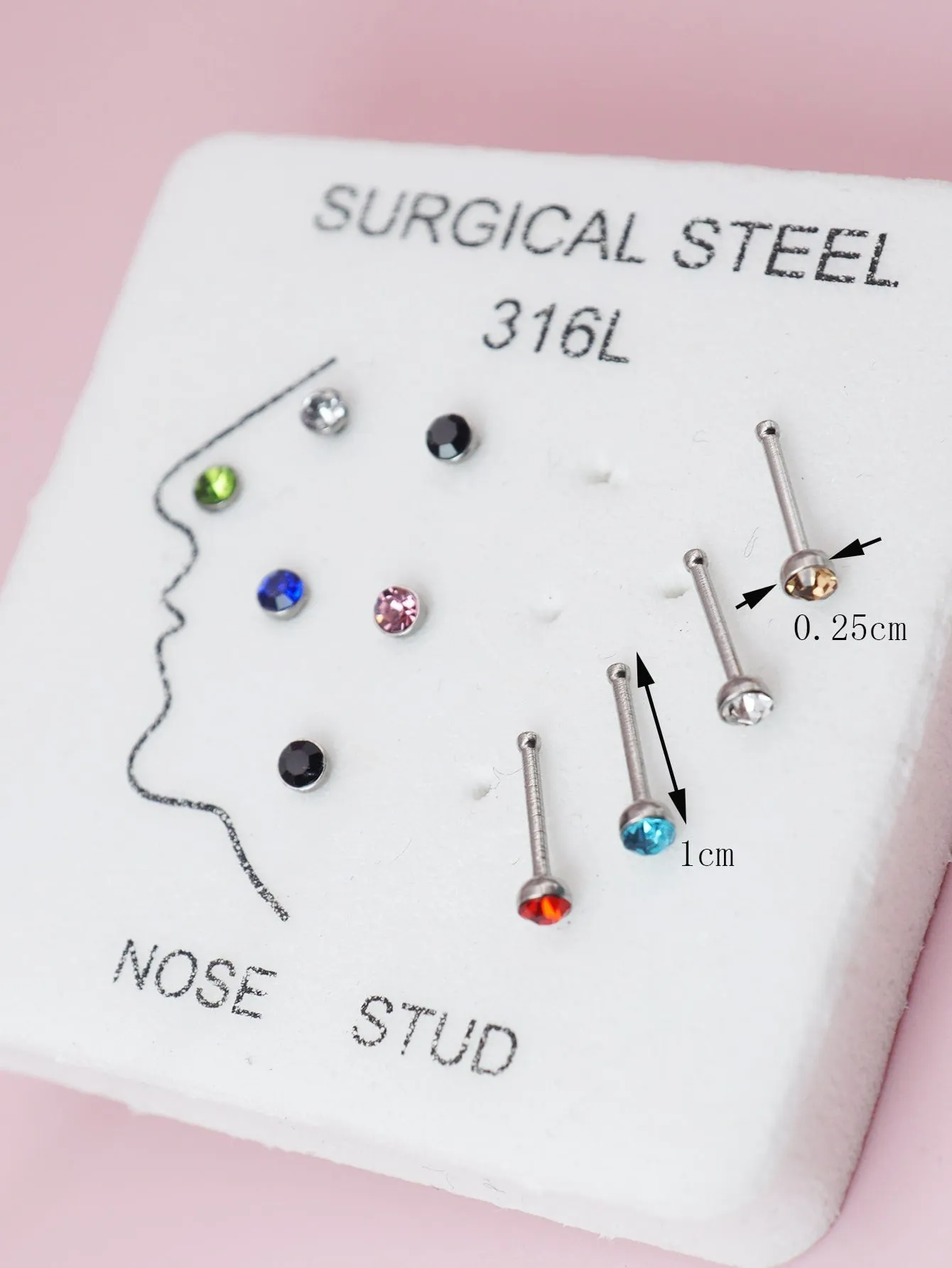 10pcs Rhinestone Decor Nose Stud - Multicolor