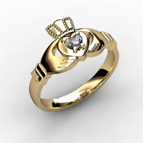 1/10 Carat Diamond Claddagh Engagement Ring YELLOW-ASU2-10