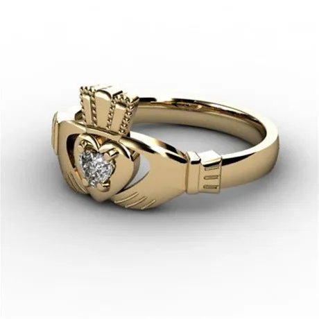 1/10 Carat Diamond Claddagh Engagement Ring YELLOW-ASU2-10