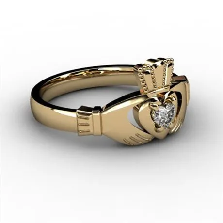 1/10 Carat Diamond Claddagh Engagement Ring YELLOW-ASU2-10