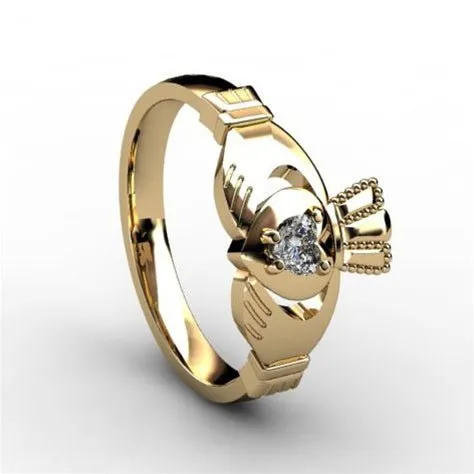 1/10 Carat Diamond Claddagh Engagement Ring YELLOW-ASU2-10