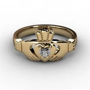 1/10 Carat Diamond Claddagh Engagement Ring YELLOW-ASU2-10