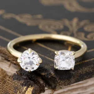 1.11ctw Old European & Old Mine Cut Diamond Toi et Moi