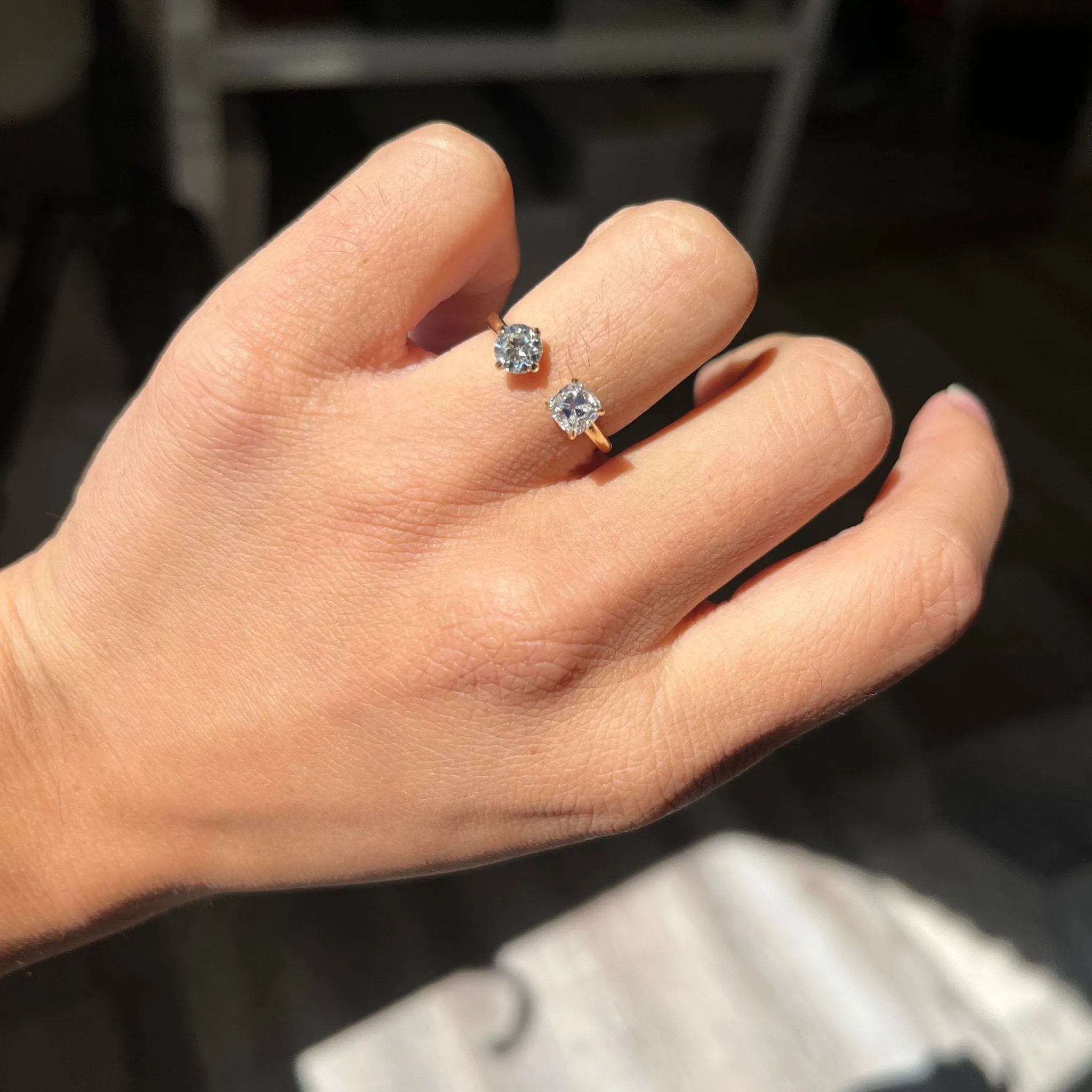 1.11ctw Old European & Old Mine Cut Diamond Toi et Moi