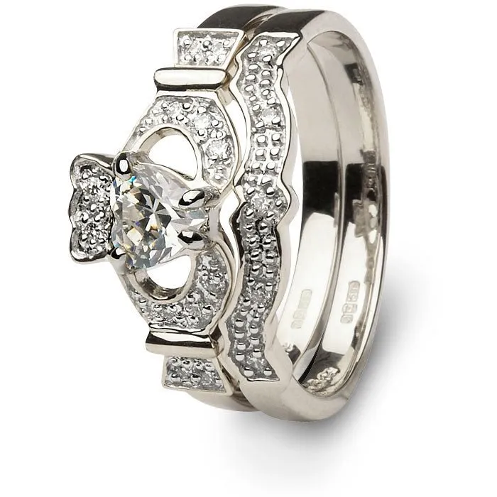 1/3 or 1/2 Carat Diamond Claddagh Engagement Ring SL-14L68WDD