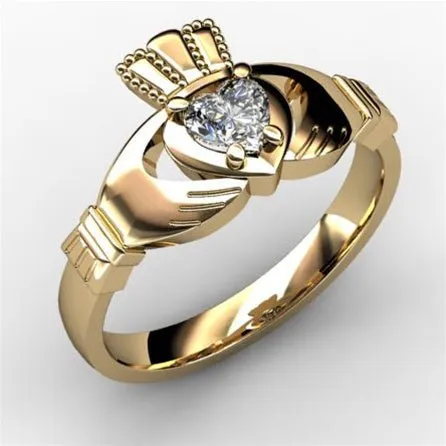 1/4 Carat Diamond Claddagh Engagement Ring YELLOW-ASU2-25
