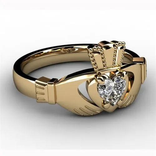 1/4 Carat Diamond Claddagh Engagement Ring YELLOW-ASU2-25