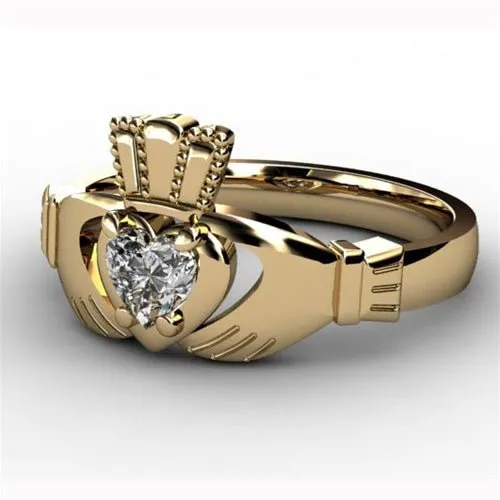 1/4 Carat Diamond Claddagh Engagement Ring YELLOW-ASU2-25