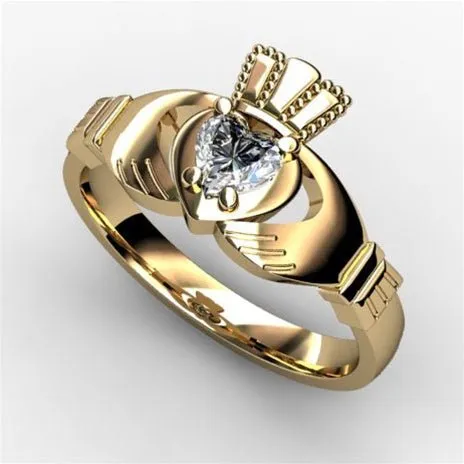 1/4 Carat Diamond Claddagh Engagement Ring YELLOW-ASU2-25
