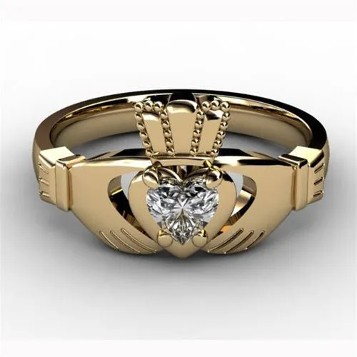 1/4 Carat Diamond Claddagh Engagement Ring YELLOW-ASU2-25