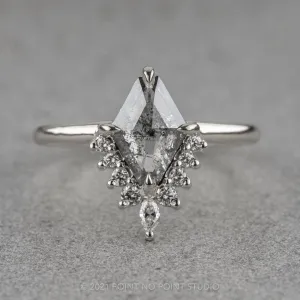 1.49 Carat Salt and Pepper Geometric Diamond Engagement Ring, Ava Setting, 14K White Gold