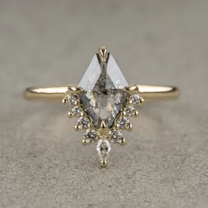 1.49 Carat Salt and Pepper Geometric Diamond Engagement Ring, Ava Setting, 14K Yellow Gold
