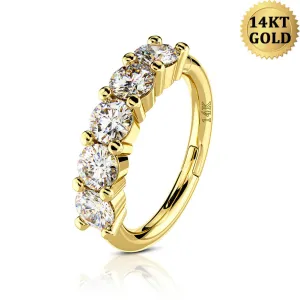 14K Gold Clear CZ 16G Helix Hoop Earring