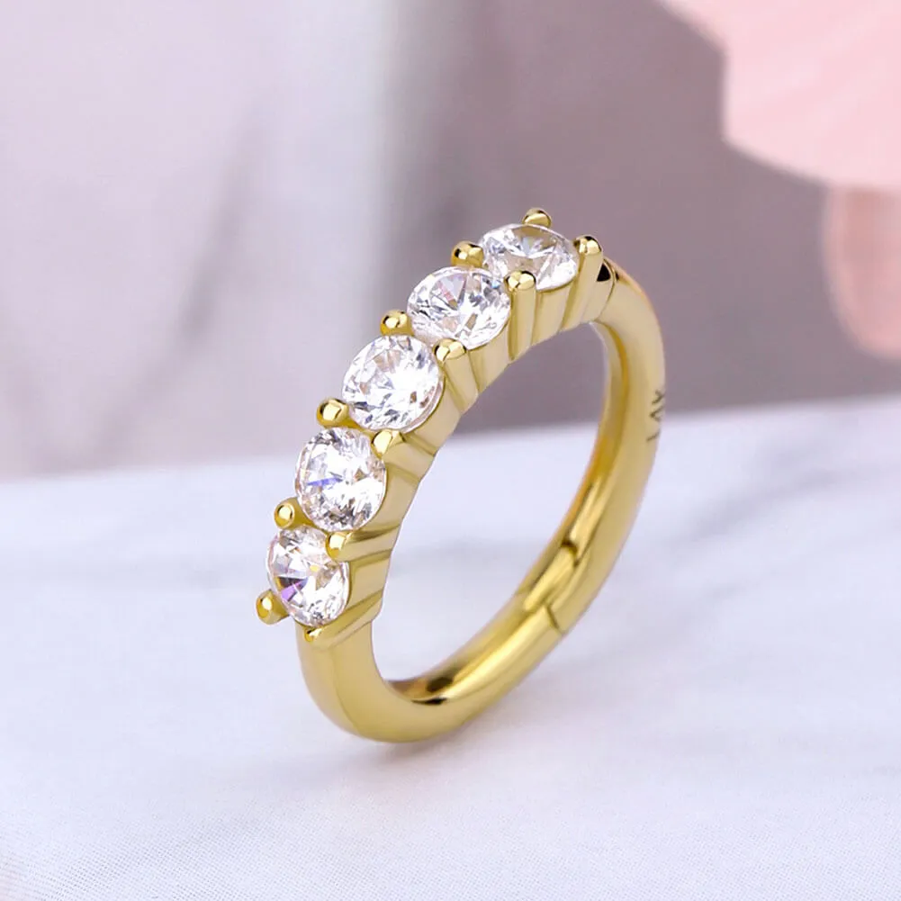 14K Gold Clear CZ 16G Helix Hoop Earring