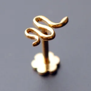 14k Gold Flatback Snake Stud