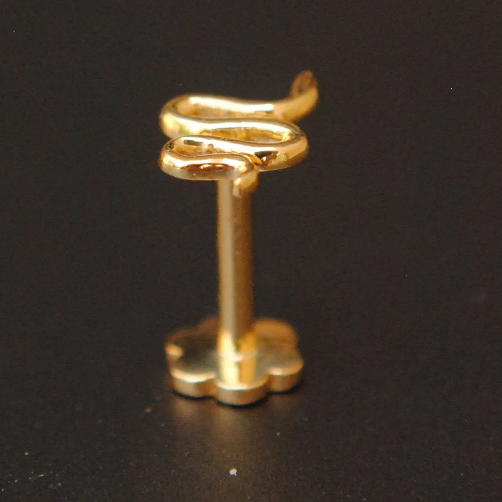 14k Gold Flatback Snake Stud