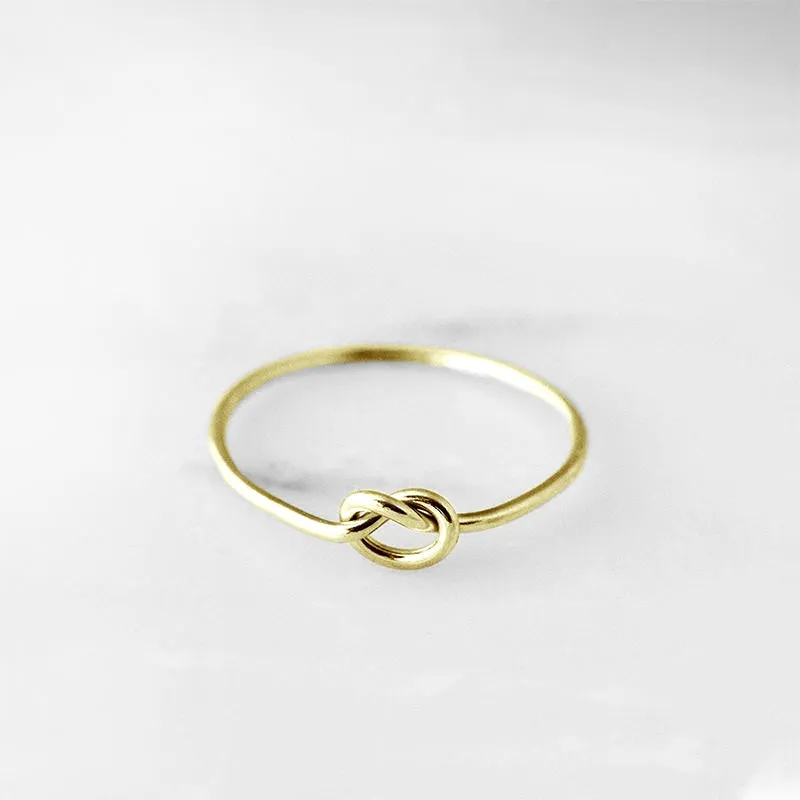 14K Gold Love Knot Ring Women's Modern Jewelry