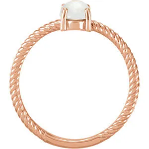 14k Gold Oval Rainbow Moonstone Cabochon Ring - White Yellow or Rose Gold
