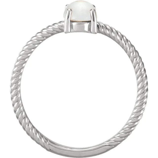 14k Gold Oval Rainbow Moonstone Cabochon Ring - White Yellow or Rose Gold