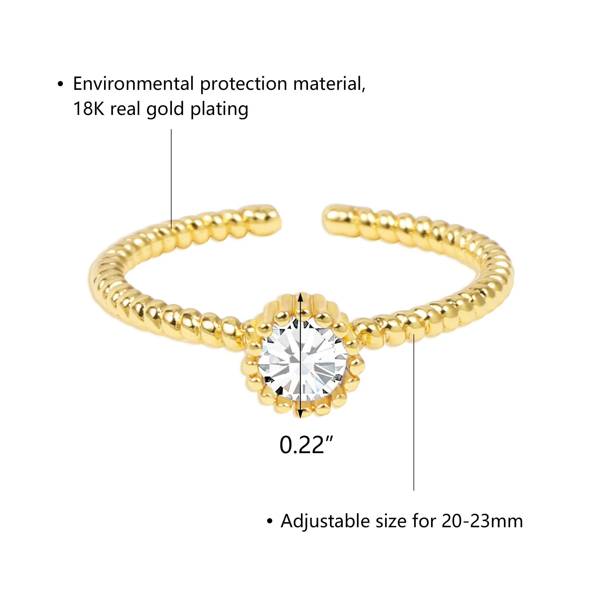 14K Gold Plated Dainty Stacking Rings （Size 7）