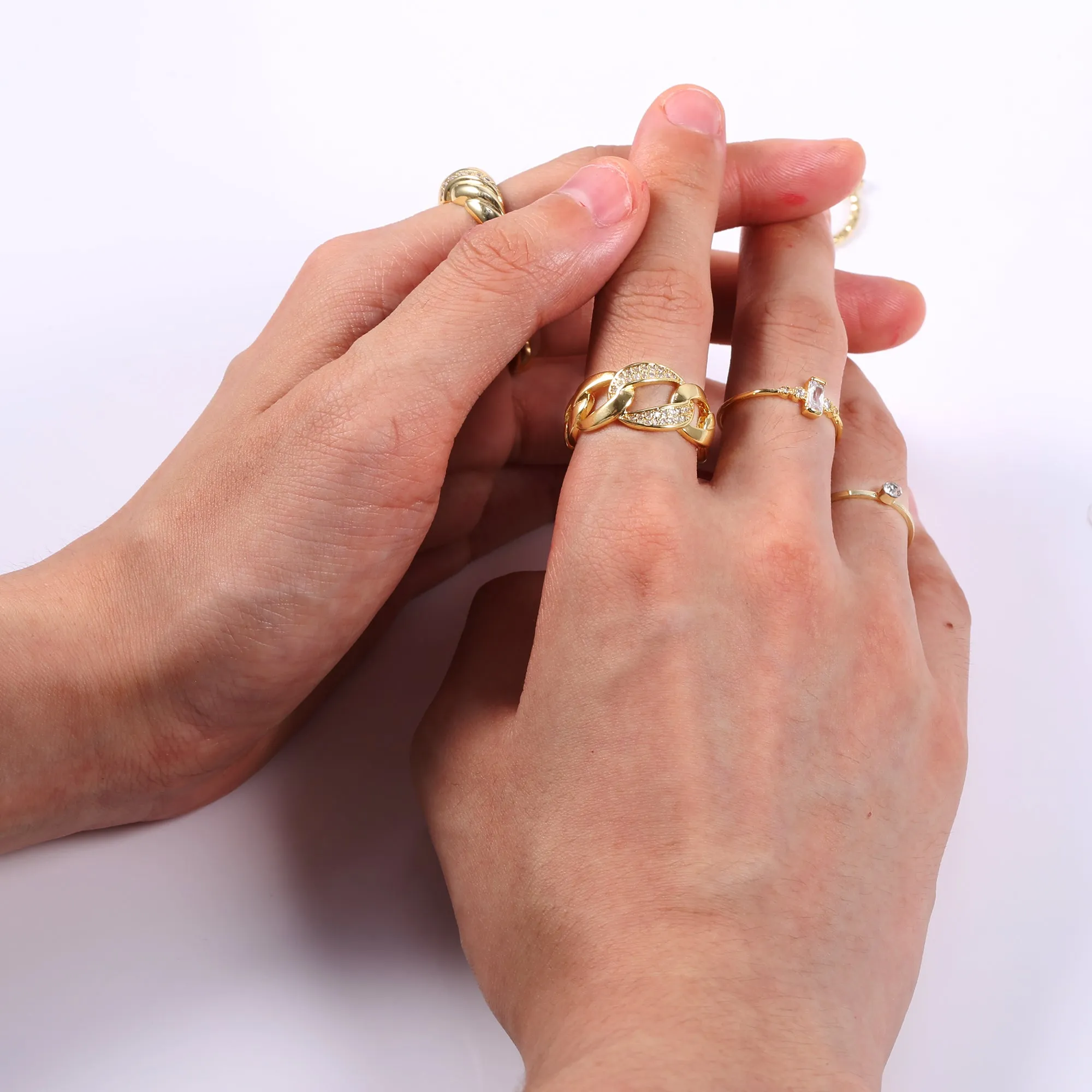 14K Gold Plated Dainty Stacking Rings （Size 7）