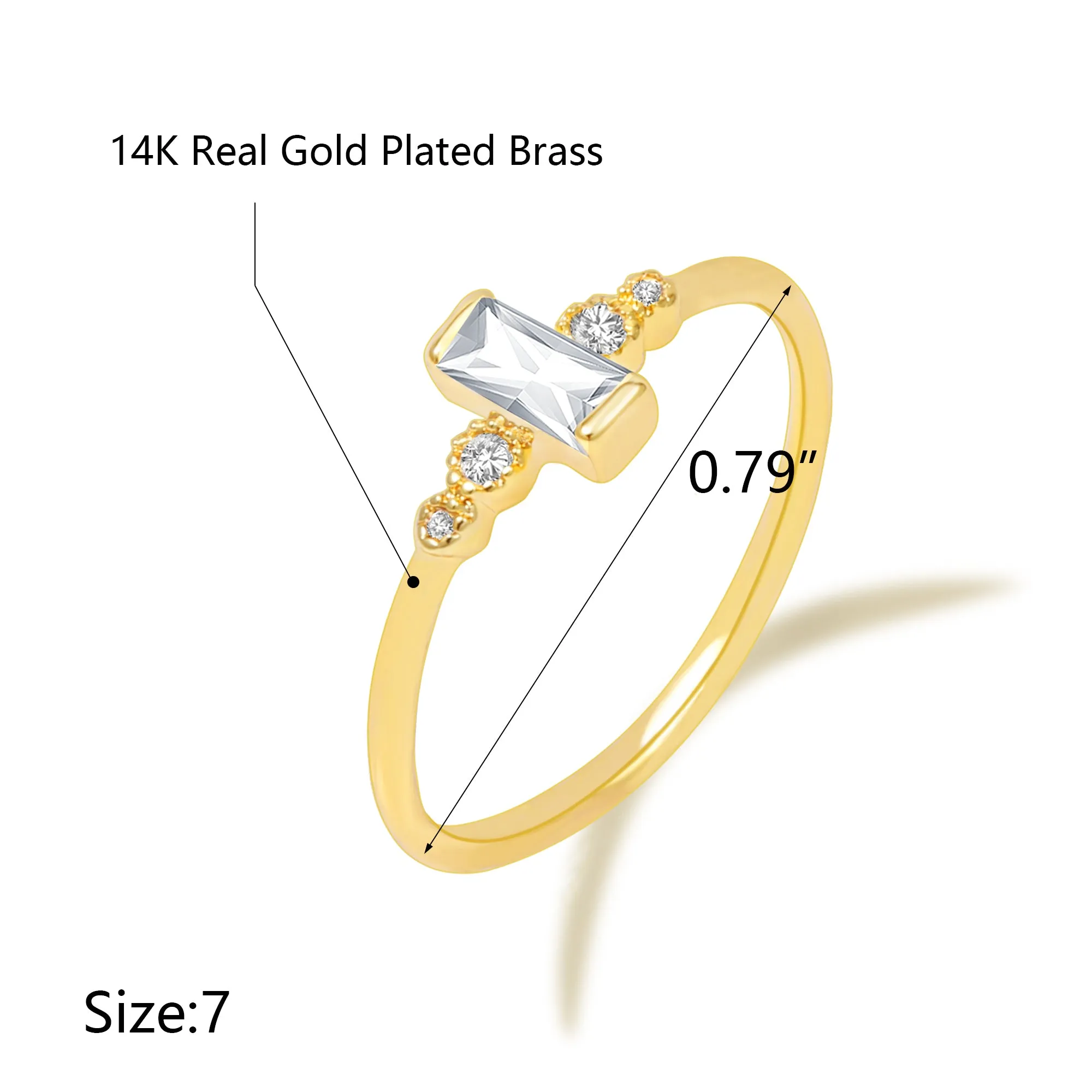 14K Gold Plated Dainty Stacking Rings （Size 7）