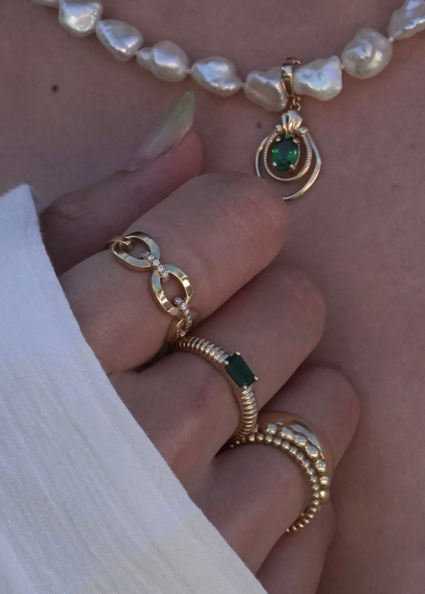 14k Gold Vintage Style Chain Ring